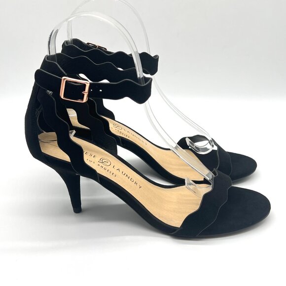Chinese Laundry Shoes - Chinese Laundry Womens Size 7 Rubie Black Microsuede Heels Dress Sandals Shoes